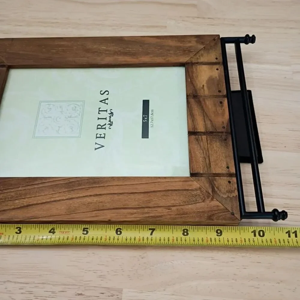 Veritas 5x7 Rustic Wood and Iron Picture Frame Country Decor